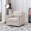 360° Swivel Armchair, Cotton Linen Upholstery, Brass Nail Details, Ergonomic Design, Wooden Legs, Comfortable Living Room Chair - 2 of 4