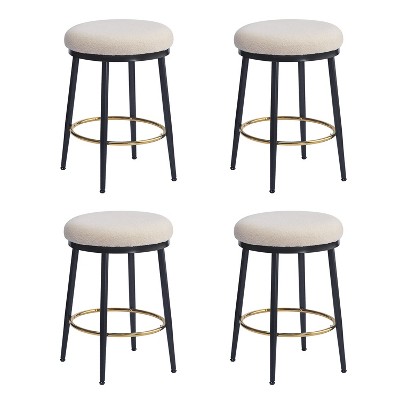Christopher Knight Home Altrium 24.75" Modern Upholstered Iron Frame Counter Stools with Footrest (Set of 4)