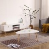 Syemin End Tables Egg Shape Coffee Table, Simple Center Table, 2 Tier Cocktail Table Sofa Table,Oval Coffee Tables, White, 37.4"*27.56"*16.14" - 3 of 4