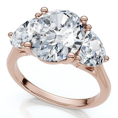 Pompeii3 Certified 3Ct Oval Trilogy Diamond Engagement Ring 14k Gold or Pt Lab Created