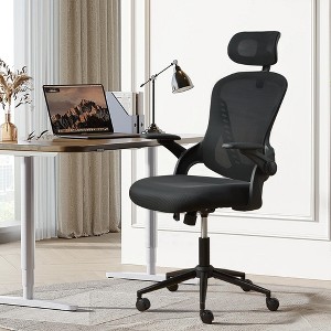 XIZZI Ergonomic Office Chair Mesh Chairs with Tilt Lock & Wide Cushion, High Back Home Desk Chair with Adjustable Headrest & Flip-Up Arms - 1 of 4