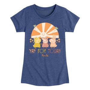 Girls' - Peppa Pig - Suzy Sheep and Rebecca Rabbit Yay For Today Fitted Short Sleeve Graphic T-Shirt - 1 of 4