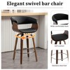 Bekrvio 26" Mid Century Modern Swivel Counter Height Bar Stools - PU Leather Upholstered with Back, Walnut Bent Wood Legs for Kitchen Island Dining - 2 of 4