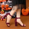 Allegra K Women's Back to College Open Toe Ankle Strap Chunky Heel Sandals - 2 of 4