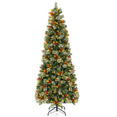 Tangkula 5/7.5/9 FT Artificial Xmas Tree w/ 1416 Branch Tips 560 Warm White LED Lights