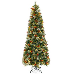 Tangkula 5/7.5/9 FT Artificial Xmas Tree w/ 1416 Branch Tips 560 Warm White LED Lights - 1 of 4