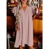 Coolmee Women Summer Mini Dress V Neck Ruffle Cap Short Sleeve Short Dress Casual Flowy Pleated A Line Sundress with Pockets - 4 of 4