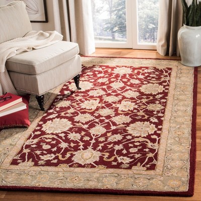 Anatolia Red and Moss 8' x 10' Wool Handmade Tufted Area Rug