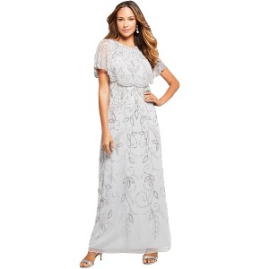 Roaman's Women's Plus Size Beaded Glam Maxi Dress - 1 of 4