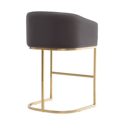 Manhattan Comfort Louvre 36" Gray Leather Counter Stool with Gold Metal Base