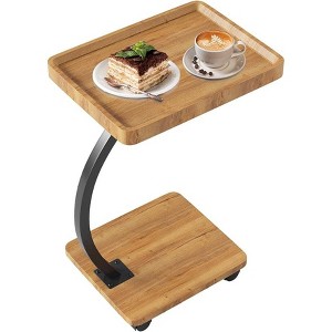 Coucheta C-Shaped Side Table Collection - with Wheels, 360° Rotating, 2-Layer Storage & Adjustable Height, Multiple Colors - 1 of 4