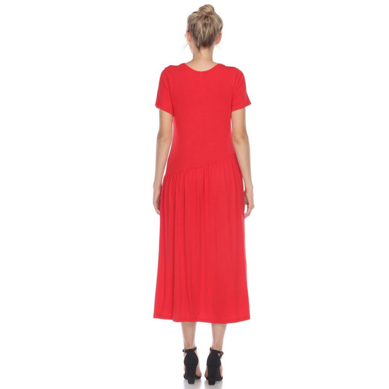 Women's Short Sleeve Asymmetrical Waist Maxi Dress - White Mark, 4 of 6