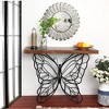 LuxenHome 22.44" Round Rustic Metal Windmill Wall Mirror Silver - 3 of 4