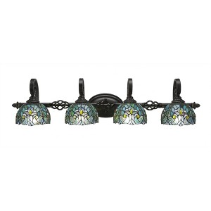 Toltec Lighting Elegante 4 - Light Vanity in  Dark Granite with 7" Turquoise Cypress Art Glass Shade - 1 of 1