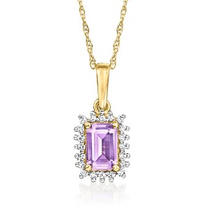 Ross-Simons 0.50 Carat Amethyst Pendant Necklace With .10 ct. t.w. Diamonds in 14kt Yellow Gold - 1 of 3