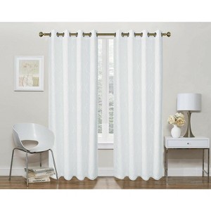 Kate Aurora 2 Pack Geo Trellis Double Layered Sheer Embroidered Grommet Curtains - 1 of 1