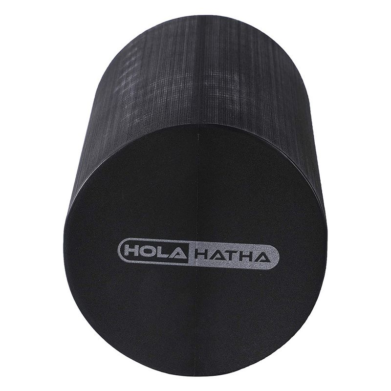 HolaHatha Portable Solid High Density EVA Foam Roller for Deep Tissue Back Massage, Calf Therapy, Glute Massaging, Back Pain, and Leg Recovery, Black, 2 of 7