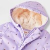 Toddler Girls' Hooded Floral Printed Parka Jacket - Cat & Jack™ Lavender - 3 of 4