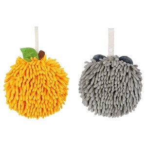 REGALWOVEN 2 Pcs Comfortable Soft Absorbent Chenille Fuzzy Hand Towels - 1 of 4