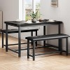 3-Piece Dining Table Set for 4 People, Kitchen Table with 2 Upholstered Benches - 2 of 4
