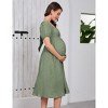 Maternity Dress Summer Puff Sleeve V Neck Maxi Dress Baby Shower Photoshoot - 2 of 4
