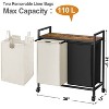 WOWLIVE Laundry Hamper with Wheels and 2 Removable Bags, Laundry Room Storage with Table - 3 of 4