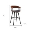 HomeRoots 31" Black Faux Leather And Metal Swivel Bar Height Bar Chair - 3 of 4