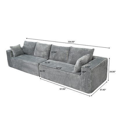 WJSHome 134 Inch Modular Sectional Cloud Couches, Upholstered Deep Seat Boneless Sofa for Living Room