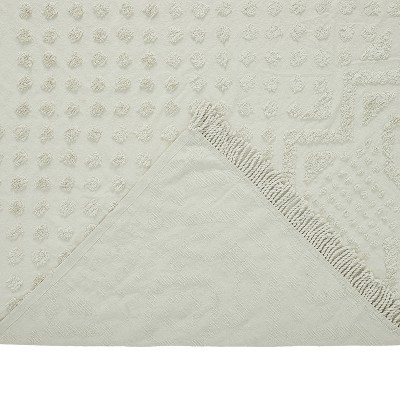 Sage Cotton Twin Bedspread with Tufted Chenille Design