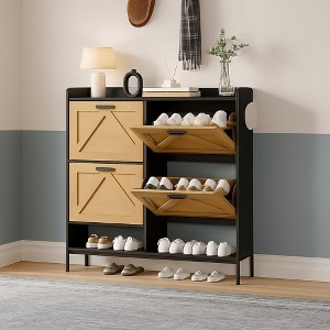 Large Shoe Cabinet with 4 Flip Drawers, Freestanding Hidden Shoe Organizer for Hallway, Bedroom, Apartment - 1 of 4