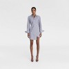 KBB by KAHLANA Women's Long Sleeve 'The Draped Shirtdress' - Blue Striped - 3 of 3