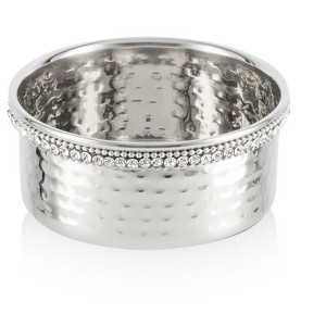 Classic Touch Stainless Steel Wine Coaster with Crystal Bead Edge, 4"D - 1 of 4