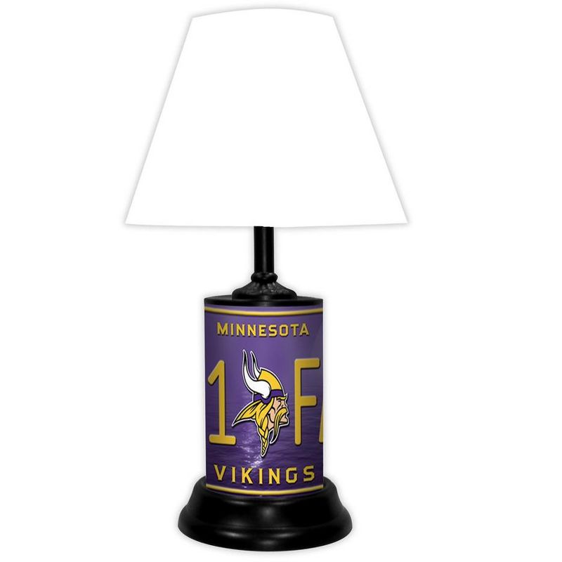 NFL 18-inch Desk/Table Lamp with Shade, #1 Fan with Team Logo, Minnesota Vikings, 1 of 4
