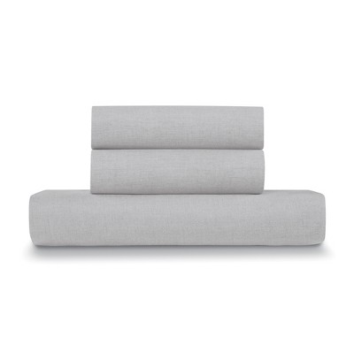Light Grey Linen Cotton Full/Queen Duvet Cover Set
