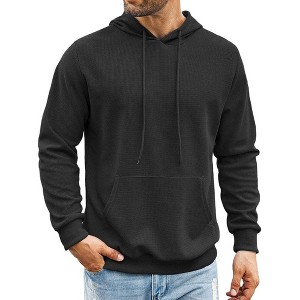 COOFANDY Men's Hooded Sweatshirts Long Sleeve Casual Pullover Hoodie Waffle Knit Sweatshirt with Pocket - 1 of 4