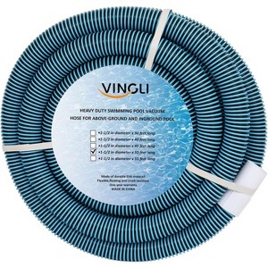 VINGLI 1-1/2-Inch by 50-Feet Blue Swimming Pool Vacuum Hose for Inground and Above-Ground Pools - 1 of 4