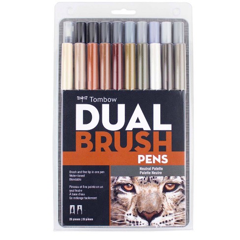 Dual Brush Pen Art Markers 10-Pack, Pastel, Brush Markers