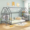 Costway Twin Size House Bed Montessori Floor Bed with Detachable Storage Shelves Gray/White - image 4 of 4