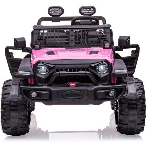 24V Kids 2-Seater Ride On Truck w/ Remote, 2×120W Motors, 20" Seat, 15.5" Wheels, LED Lights, FM, Music & Storage - 1 of 4