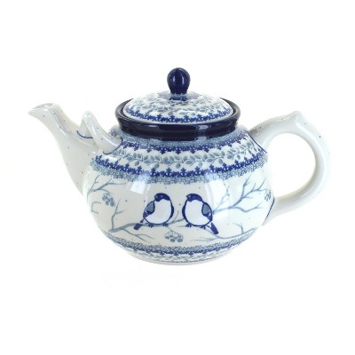 Blue Rose Polish Pottery Bluebird Large Teapot