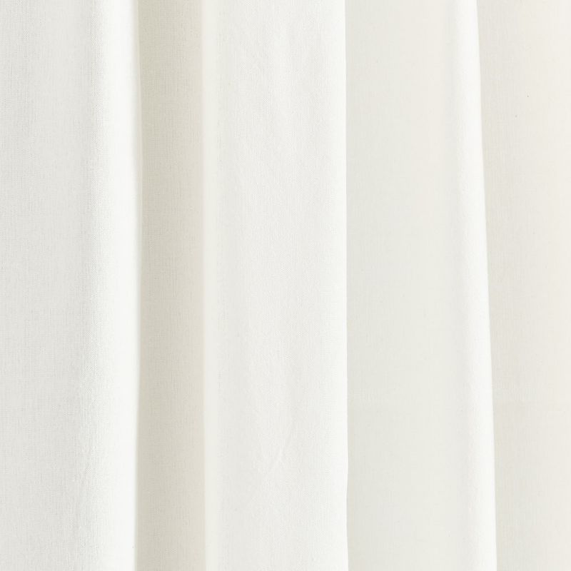 Modern Faux Linen Embroidered Edge With Attached Valance Window Curtain Panels Light Linen 52X84 Set, 3 of 7