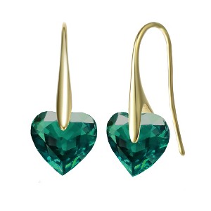 Guili Sterling Silver Heart Cubic Zirconia Earrings in White, 14K Yellow Gold, or Rose Gold Plating for a Romantic, Chic, and Elegant Look - 1 of 3