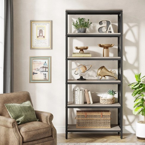 Hommoo 70.8" Tall 6-Tier Bookshelf Grey - image 1 of 4