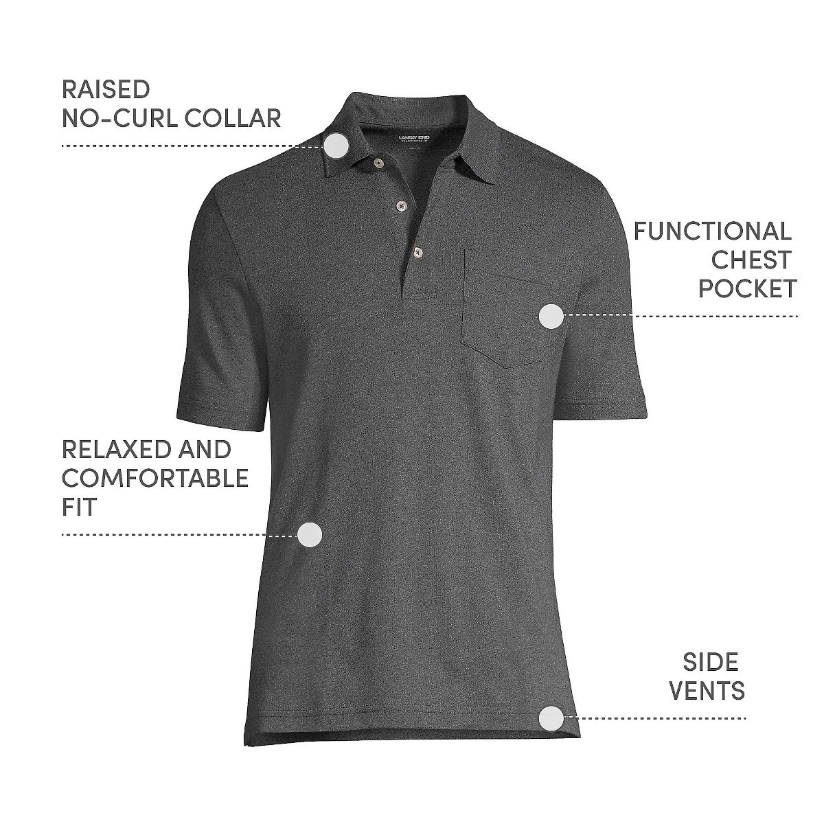 Lands' End Men's Short Sleeve Cotton Supima Polo Shirt with Pocket - thumbnail 9