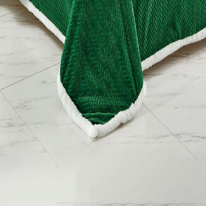 Jacquard Microplush Soft Premium Microplush Braided Blanket Green by Plazatex, 2 of 4