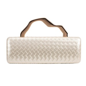 PU Leather Evening Purse for Women, Woven Texture with Detachable Chain for Wedding & Party - 1 of 4
