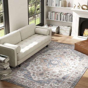 Angel Sar 5x7 Feet Flannel Faux Fur Area Rug, Vintage Pattern, Non Slip Backing, Machine Washable, for Living Room High Traffic Areas - 1 of 4