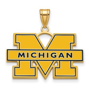 Black Bow Jewelry 14k Yellow Gold Plated Sterling Silver Michigan Wolverines NCAA Large Pendant - 1 of 4