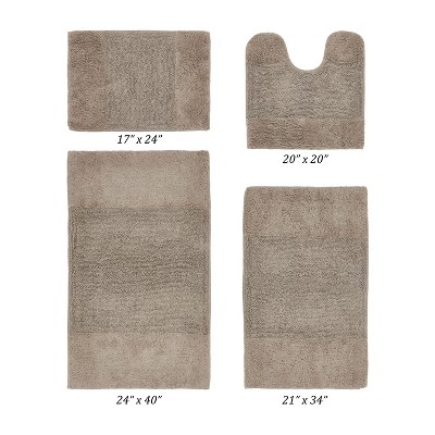Granada 4 Piece Bath Rug Set 100% Premium Cotton Tufted Non-Slip Backing Bathmats for Bathroom, Super Soft Absorbent, Machine Washable
