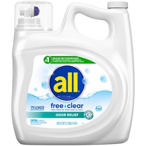 All Ultra Free Clear Odor Relief HE Liquid Laundry Detergent - 141oz - 1 of 4